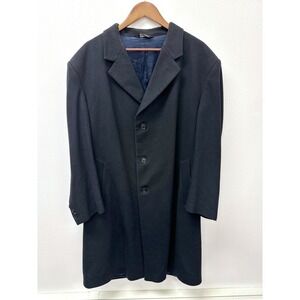 Vintage Jos. A. Bank Single Breasted Cashmere Overcoat Black 44S